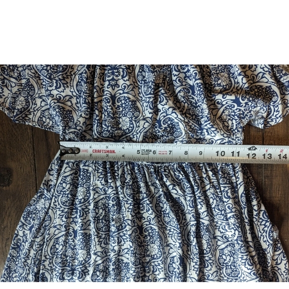 YIDARTON WOMEN'S STRAPLESS MAXI DRESS Stretchy Blue & White Floral Print Large - Picture 10 of 16